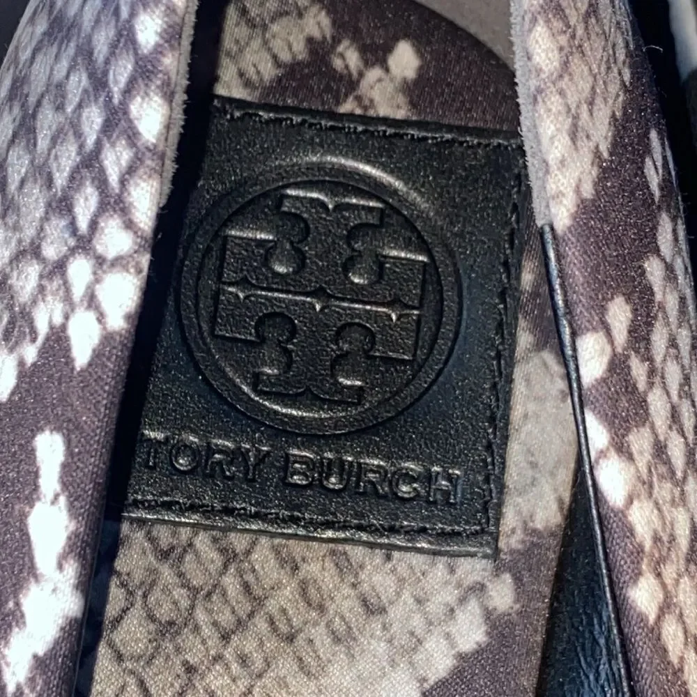 Tory Burch 'Heather' 40mm Ankle Wrap Espadrille Wedge Snake 7.5 M